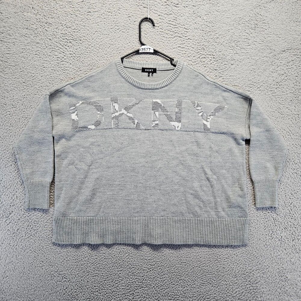 DKNY Sweater Mens Size Medium Gray Long Sleeves Crewneck